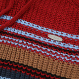 Women Sweater Short Hood Knitted Girls' Fall Color-Blocking Sweater