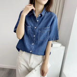 Women T-Shirt Vintage Denim Shirt Women Summer Loose Design