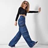 Women Cargo Pants Jeans Women's Spring and Autumn Straight-Leg Pants Loose Casual Pants