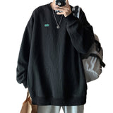 Men Hoodie round Neck Sweater Men's Spring and Autumn Loose Trendy Hip Hop Jacket