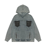 Men Denim Jacket Hooded Denim Hoodie Coat Men's Washed and Worn Denim Jacket