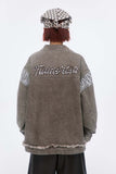 Unisex Jacket Autumn Stitching Striped Denim Coat Women's Clothing