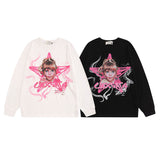 Men Long Sleeve Shirt Printed Vibe Style Long Sleeve Bottoming T-shirt Men and Women All-Matching Loose