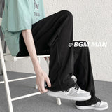 Men Sweatpants Striped Ice Silk Pants Men's Summer