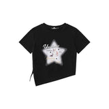 Women T-shirt Short-Sleeved T-shirt Girls' Summer Five-Pointed Star Kitten Print
