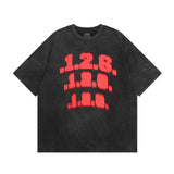 Men T Shirt Alphabet Graffiti Print Distressed Short-Sleeved T-shirt Men and Women Vibe Style