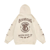 Men Hoodie Puff Print Cross Letter Hooded Sweater