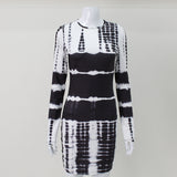 Women Desses Fashion Long Sleeve Printed Dress Skirt