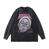 Men Long Sleeve Shirt Rodman Printed Washed Long Sleeve T-shirt Boy's Undershirt