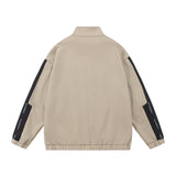 Men Hoodie Sports Stand Collar Cardigan Sweater Casual Loose Stitching Contrast Color Long Sleeves Half Turtleneck Coat