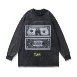 Men Long Sleeve Shirt Portrait Printing Washed and Worn Long Sleeve T-shirt Base Hoodie Men and Women
