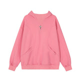 Men Hoodie Metal Decorative Loose Long Sleeve Pullover Hoodie Autumn