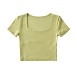 Women T-Shirt Short-Sleeved T-shirt Spring and Summer Solid Color Short Top