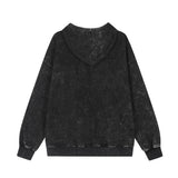 Men Hoodie Hole Five-Pointed Star Embroidered Hoodie