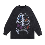 Men Long Sleeve Shirt Hiphop Vintage Graffiti Long Sleeve Bottoming T-shirt Men and Women Hip Hop