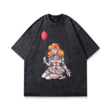 Men T Shirt Vintage Printed Distressed Washed Short Sleeve T-shirt Men and Women Vibe Style