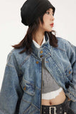 Unisex Jacket Autumn Heavy Washing Stitching Denim Women's Wear
