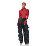 Women Jumpsuit Turtleneck Long Sleeve Mesh Slim Fit Jumpsuit