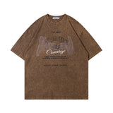 Men T Shirt Washed and Worn Short-Sleeved T-shirt Men and Women Street National Fashion Brand