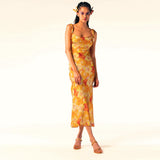 Women's Desses Printed Suspender Skirt Dress Women