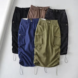 Women Skirt Retro Workwear Denim Long Skirts Female Spring and Autumn Skirt