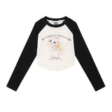 Women Long Sleeve T-shirt Multicolor Printing Long Sleeve T-shirt Girls Autumn Crew Neck