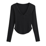 Women T-Shirt Spring and Autumn Curved Long-Sleeved T-shirt