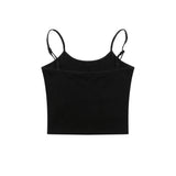 Women Vest Letter Rhinestone Strap Girls Slim Bottoming