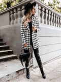 Plaid Trench Coat Autumn and Winter Long Sleeve Suit Collar Double Breasted Woolen Coat