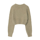 Women Sweater Short Sweater Girls' Autumn Solid Color Long Sleeve Sweater