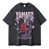 Portgas D Ace T-shirts Vintage Washed Anime T Shirt Luffy