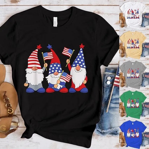 Women's Independence Day T Shirt round Neck Short Sleeve T-shirt