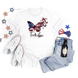 National Flag Day T Shirts Summer round Neck T-shirt Women's Short Sleeve Independence Day Women
