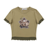 Women T-shirt Short-Sleeved T-shirt Women's Summer Printed round Neck