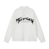 Men Hoodie Letter Embroidered Sweater Men's Casual Half Zipper Cardigan Lapel Pullover Top