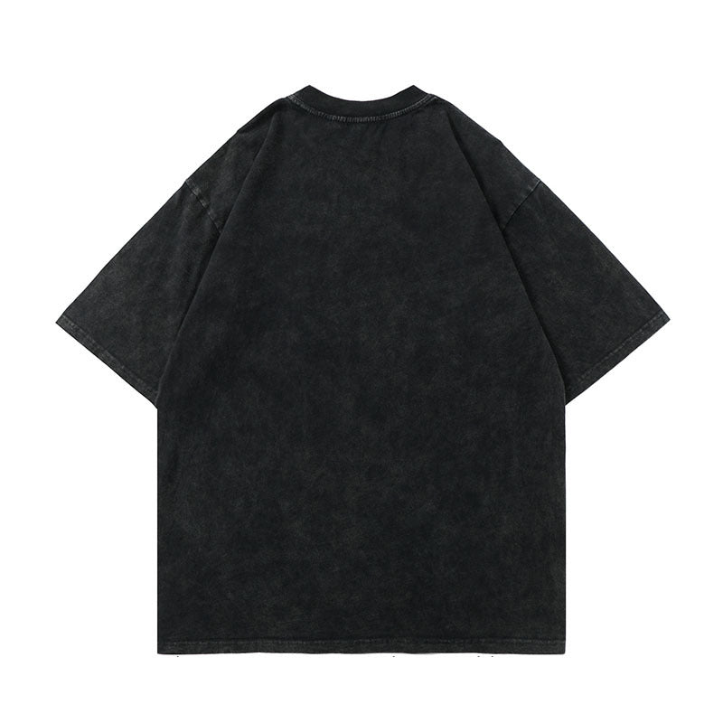 Men T Shirt Short Sleeve T-shirt Washed and Worn Retro Hip Hop Leisure Sports