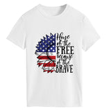 Women Independence Day T Shirt round Neck Loose Printed Short Sleeve T-shirt