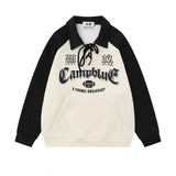 Men Hoodie Contrast Color Long Sleeves Polo Shirt Men's Loose Lapels Sweater