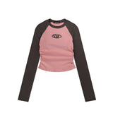 Women Long Sleeve T-Shirt Color Matching Long Sleeve T-shirt for Girls Spring and Autumn Casual