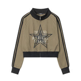Women Hoodie Short Sweater Women's Autumn Leisure Stand Collar Cardigan