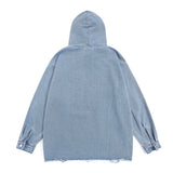 Men Denim Jacket Wash Gradient Hooded Denim Hoodie Men's Denim Jacket Coat