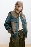Unisex Jacket Autumn Ruffled Stand Collar Denim Jacket Women's Clothing