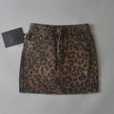 Women Skirt Autumn Vintage Leopard Print Denim Skirt Skirt