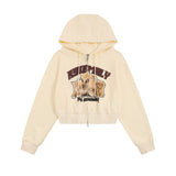 Women Hoodie Print Hooded Cardigan Sweater Girls Casual Autumn