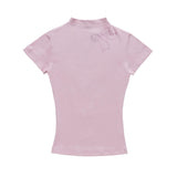 Women T-shirt Turtleneck Short Sleeve T-shirt Slim Fit Summer Top