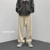 Men Sweatpants Men's All-Matching Fashion Brand Straight Loose Wide-Leg Pants Hong Kong Style