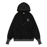 Men Hoodie Distressed Washed Hooded Sweater
