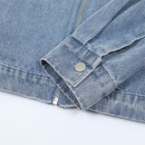 Men Denim Jacket Washed Denim Jacket Men's Spring and Autumn Loose Casual Zipper Cardigan Denim Jacket
