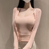 Women Long Sleeve Shirt Camisole Long Sleeve Cardigan Jacket