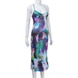 Women Desses Suspenders Dress Printing